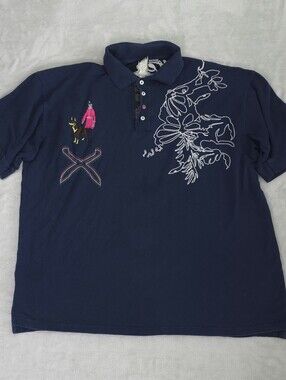 Vintage Artful Dodger Navy Blue Short-Sleeve Polo Shirt Mens Size 3XL